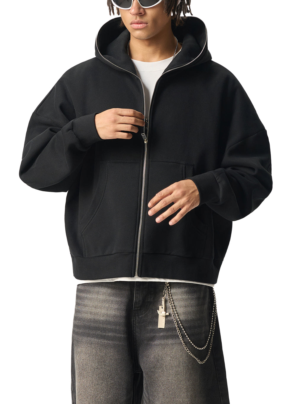 Full-Zip Boxy Hoodie