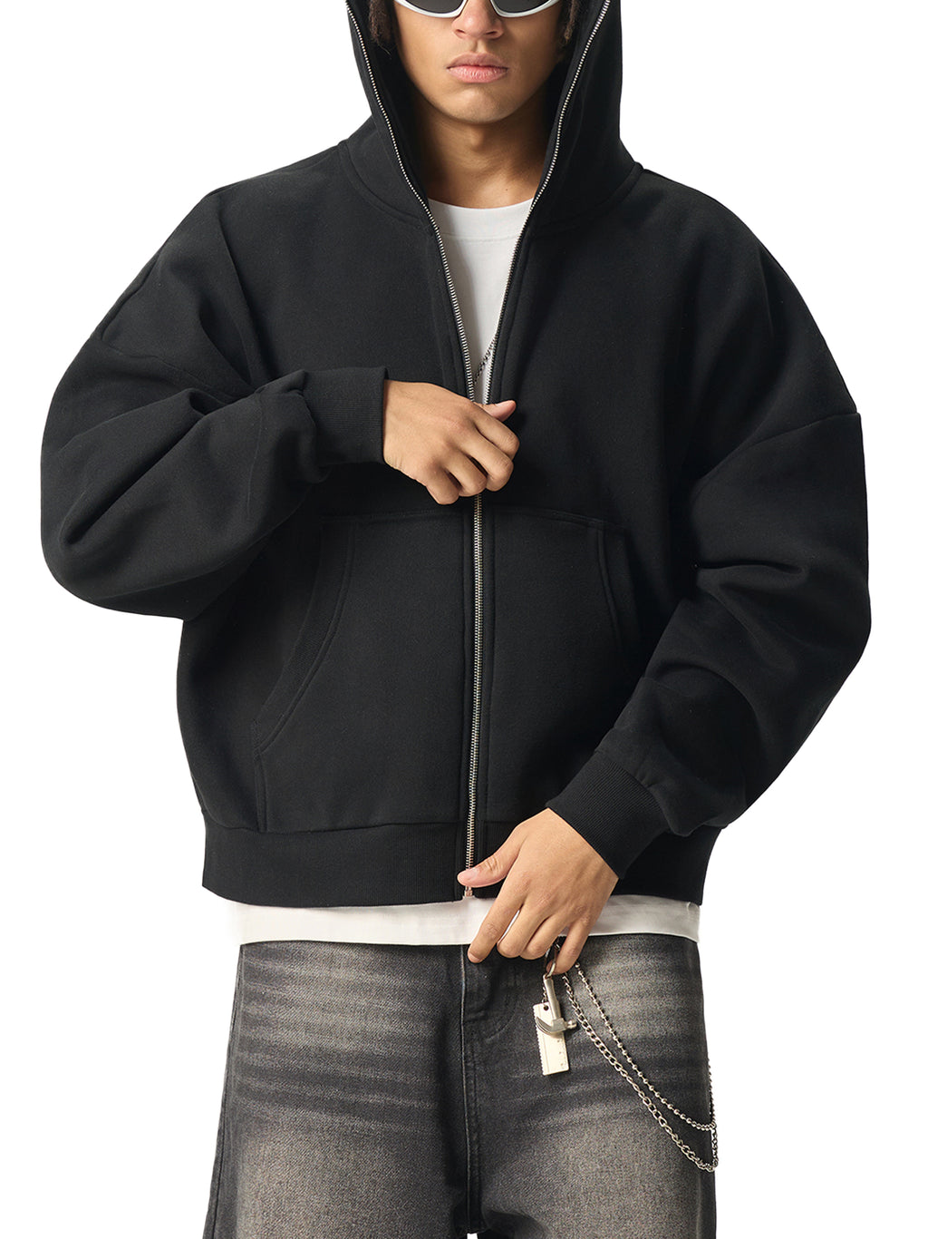 Full-Zip Boxy Hoodie